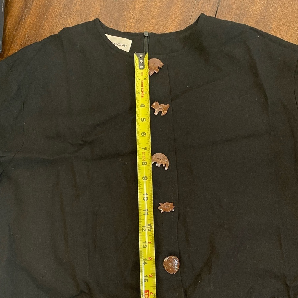 Evan-Picone Vintage Dress Size 18 Black Short Sleeve Wood Novelty Buttons 1990’s - Picture 8 of 12